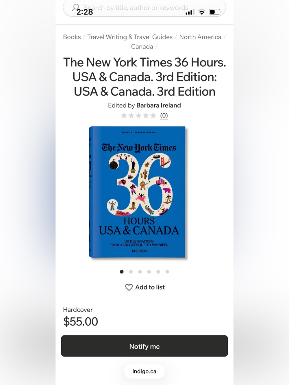 The New York Times 36 Hours USA & Canada East Hardcover Travel Guide
